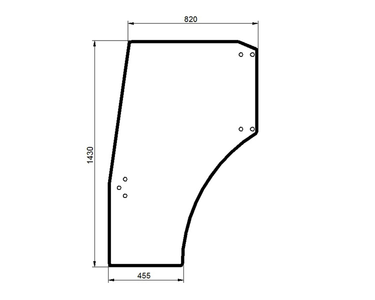 szyba do ciągnika Deutz-Fahr, Lamborghini, MF, Same - drzwi lewe koła 20" bezbarwna 001070980/10 (2324)