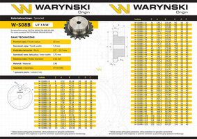 Koło zębate hartowane z kołnierzem 08B-1 (R1 1/2) Z-10 Waryński