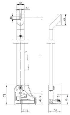 zamek do drzwi ciągnika, koparki SR01 prawy L=470mm