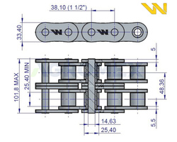 Łańcuch rolkowy 24B2 35 ogniw obrotu Cyklop 503496014 Waryński