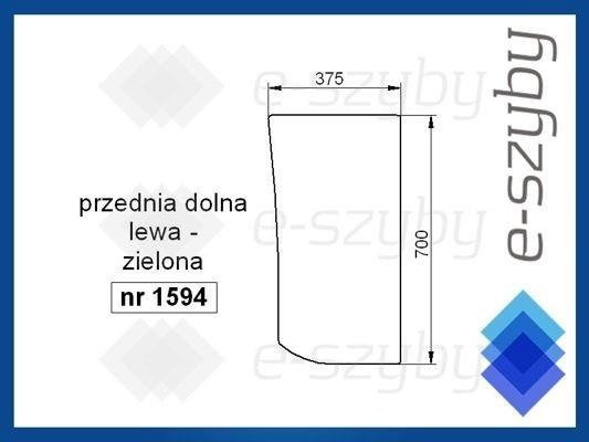 szyba New Holland T4.55 T4.65 T4.75 T4.85 T4.95 T4.105 - przednia dolna lewa przy stałej szybie przedniej (1594)