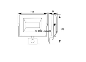 Naświetlacz, Lampa LED SMD 230V 20W 4000K 1600LM IP65 czarny z czujnikem ruchu