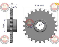 Koło łańcuchowe stalowe hartowane Z-24 3/4 fi-35 zastosowanie Bizon WARYŃSKI