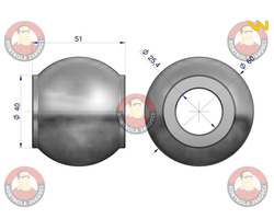 Kula łącznika górnego hartowana kat. 2-3 60X25X51 Waryński