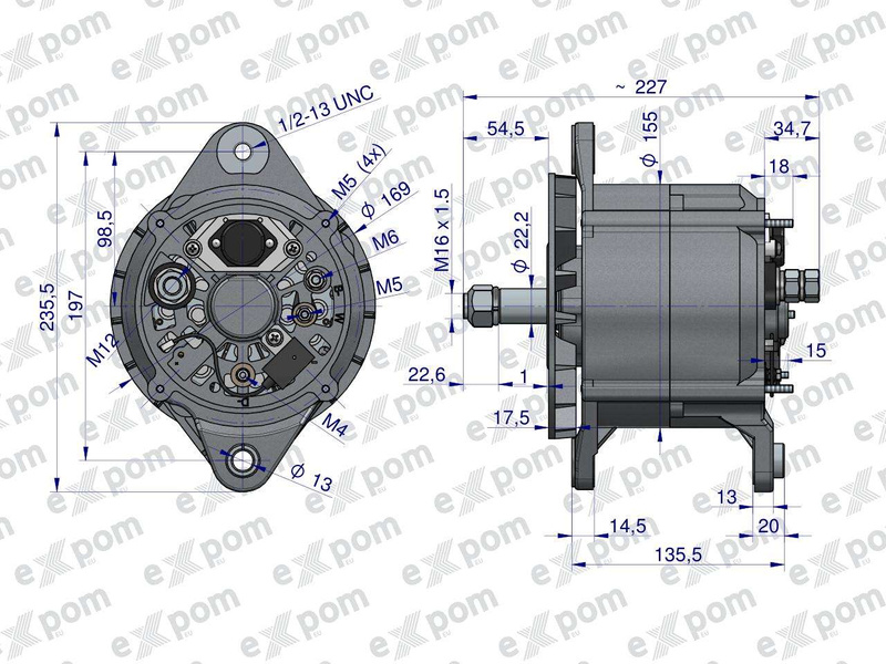 Alternator Case New Holland LRA03294 Nowy Typ EXPOM 0120468055