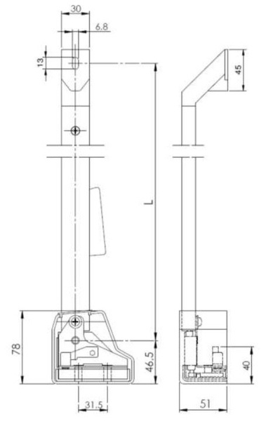 zamek lewy drzwi ciągnika, koparki SR01 L=300mm