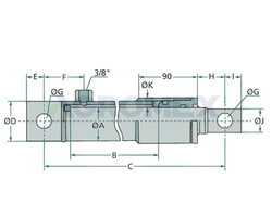 siłownik hydrauliczny z uszami jednostronnego działania wysuw 700mm siła 2t
