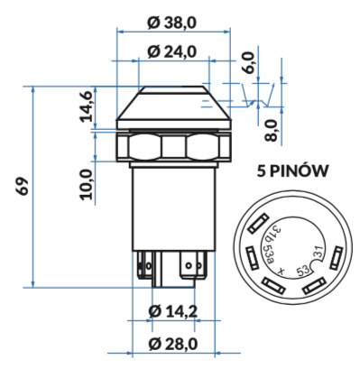 przycisk, włącznik wycieraczek Deutz-Fahr, Massey Ferguson, Steyr 01177150, 3388401M1, 133700580003