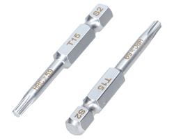 Końcówki wkrętakowe bity T15 50mm Waryński komplet w blistrze dwusztukowym