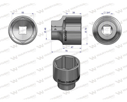 Nasadka sześciokątna 3/4'' 55 mm Waryński