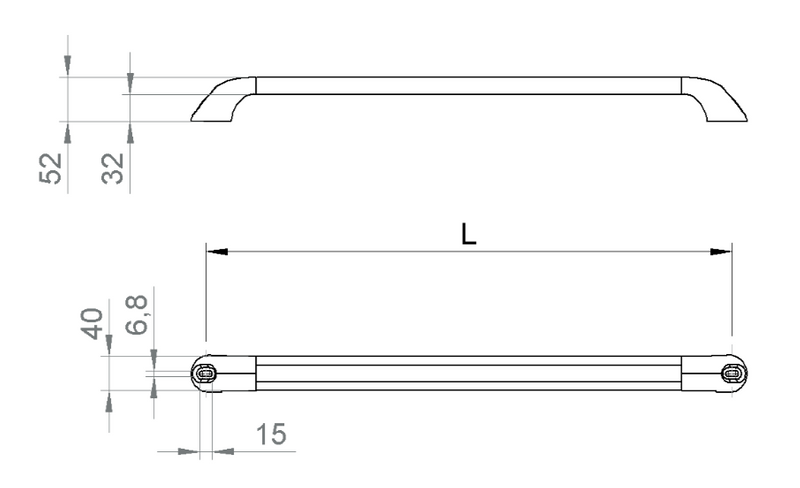 uchwyt ze stali malowanej proszkowo L=300mm