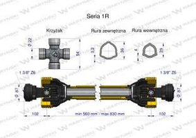 Wał przegubowo-teleskopowy 560-830mm 210Nm 10220 CE 2020 seria 1R WARYŃSKI WA21-61