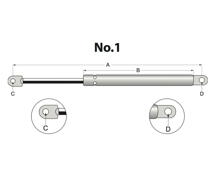 siłownik amortyzator gazowy A=145 B=80