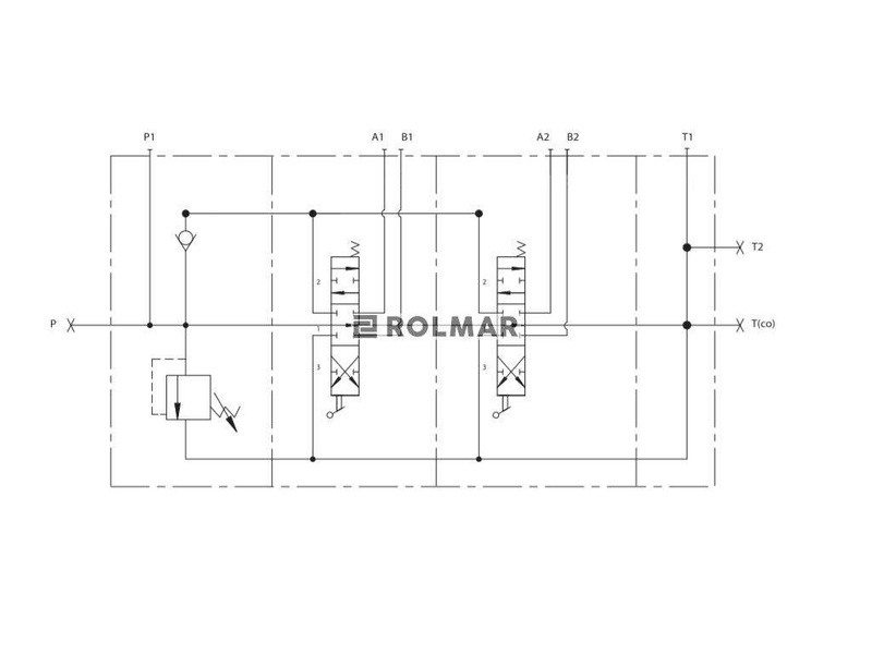 Rozdzielacz hydrauliczny (50 l/m) 6 sekc.ster. Ręczno elektryczno-pneumatyczny 24 DC