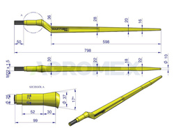 Ząb ładowacza czołowego uniwersalny Z L=800mm Waryński