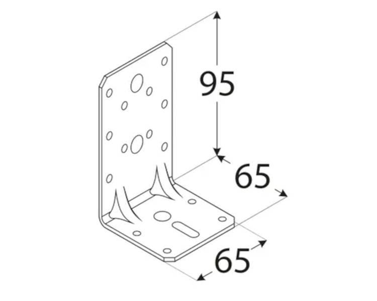 Kątownik łącznik z przetłoczeniem 95x65x65x2,5 dmx