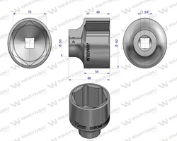 Nasadka sześciokątna 3/4" 70 mm Waryński