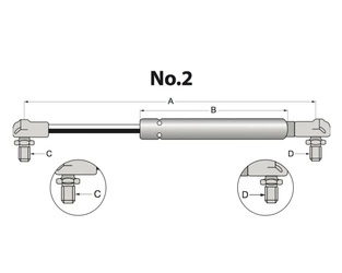 siłownik amortyzator gazowy A=365 B=225 F=400N STABILUS 083534