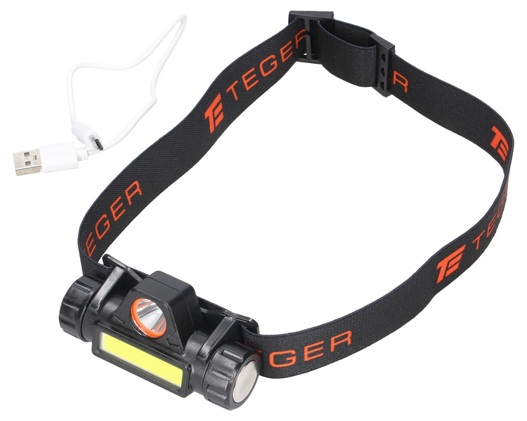 Latarka czołówka LED COB 200 Lm ładowana USB Teger