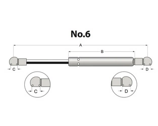 siłownik amortyzator gazowy A=450 B=232 F=550N STABILUS 016823