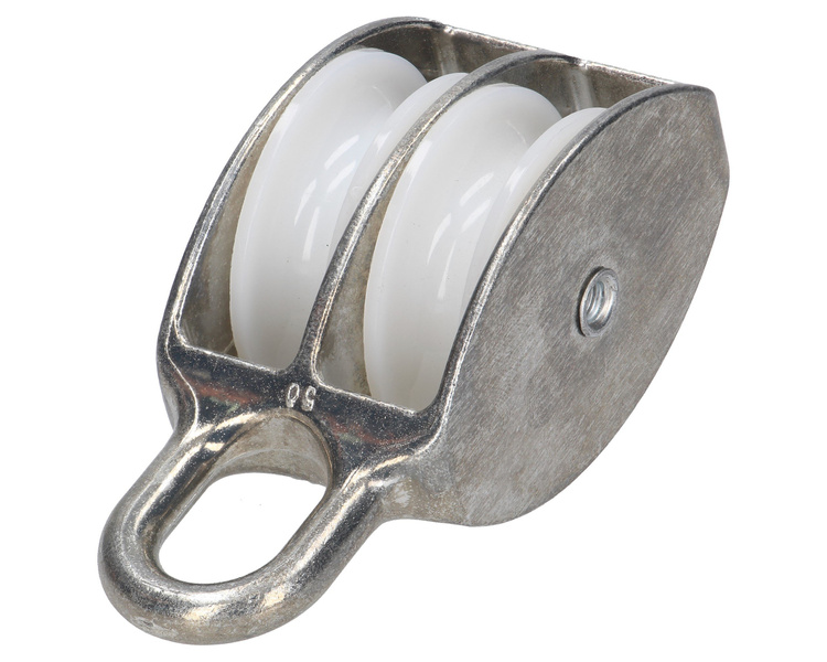 Bloczek z kółkami 50mm podwójne do lin 12 mm