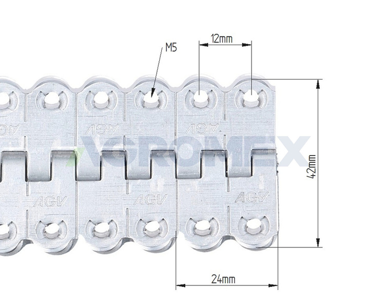 Spinka pasa prasy rolującej ze śrubami i linką na pas 215/220mm (9 spinek)