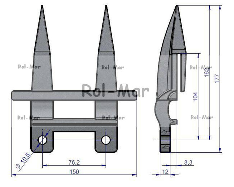 Bagnet palec podwójny hartowany zastosowanie New Holland 379720 Waryński