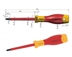 Wkrętak PH2 100 mm izolowany VDE stal S2, Waryński