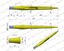 Ząb ładowacza uniwersalny prosty L- 510 mm Tur WARYŃSKI