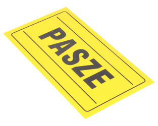 Tablica ostrzegawcza plastikowa żółta PASZE 12x22 cm