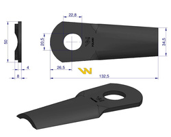 Nóż. nożyk kosiarka gięty 132X50X4mm 13800013 JF-Stoll WARYŃSKI