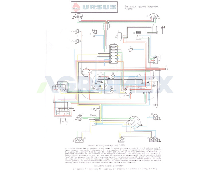 Instalacja elektryczna łączona kompletna C-330M oryginał Ursus 42342942