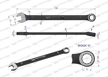 Klucz płasko-oczkowy 8 mm CrV Waryński