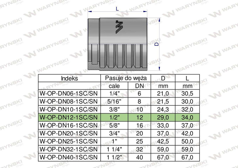 Tuleja oprawka DN 13 1SN 1SC PREMIUM Waryński