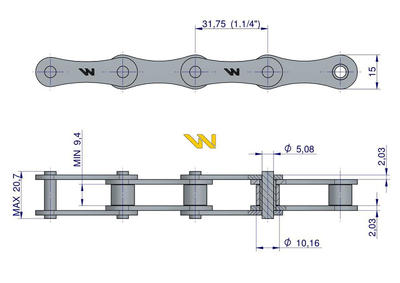 Łańcuch rolkowy 2050 210A (R1 1.1/4) 5 m Waryński