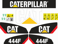naklejka, logo na maskę koparko-ładowarka CAT 444F