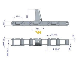 Łańcuch obrywacza kolb przystawki do kukurydzy zamknięty 57 ogniw CA550 x 57LS Laverda WARYŃSKI