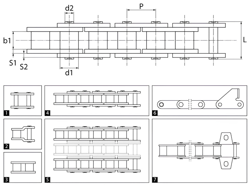 Spinka łańcucha S45 z uszami kombajn Massey Ferguson 329859M91