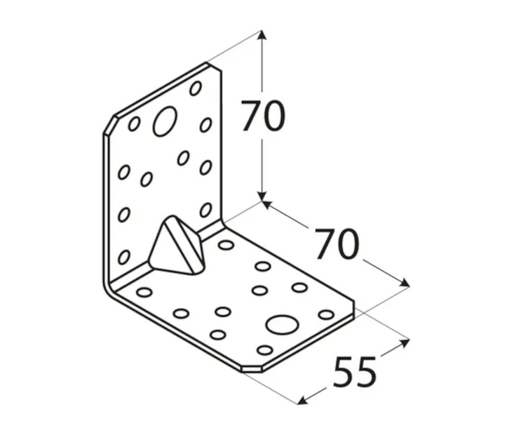 Kątownik łącznik z przetłoczeniem 70x70x55x2,5 dmx