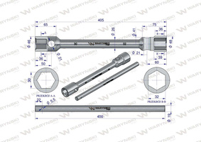 Klucz krzyżakowy do kół 30 x 32mm wzmocniony wkladany uchwyt Waryński
