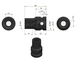 Nasadka udarowa sześciokątna 1/2" 11 mm Waryński