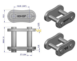 Zamek łańcucha wzmocnionego Z60SP (R1 3/4) Waryński
