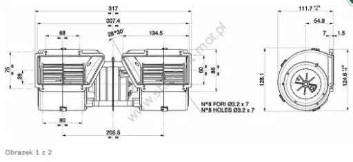 dmuchawa kabiny kompletna Case, Fiat, Ford, New Holland 82002761