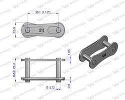 Zamek łańcucha 212B (R1 1.1/2) Waryński