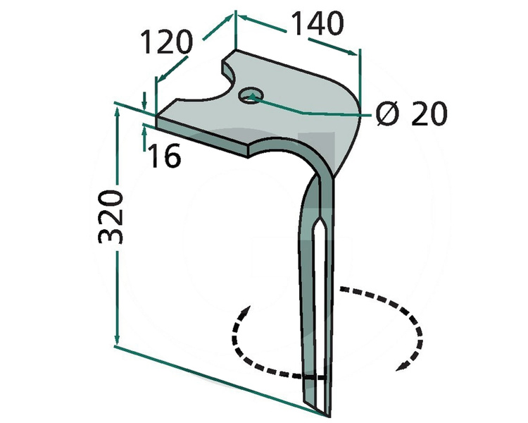 Ząb brony aktywnej prawy Kuhn 180RH-135-R 320mm