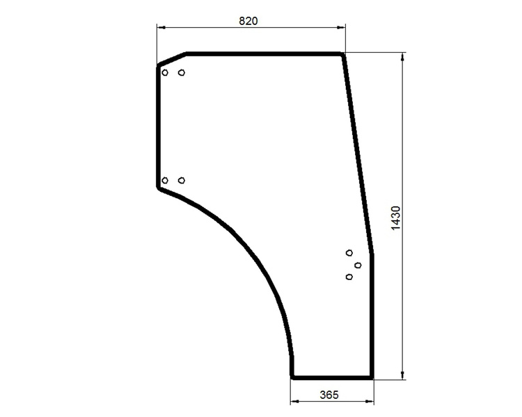 szyba do ciągnika Deutz-Fahr, Lamborghini, MF, Same - drzwi prawe koła 24-28" 0.012.5718.0/10 (2106)