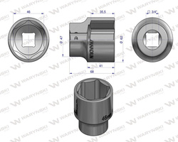 Nasadka sześciokątna 3/4" 46 mm Waryński