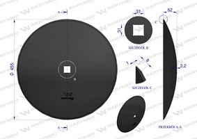 Talerz brony talerzowej gładki 460mm 30x30 stal borowa Waryński