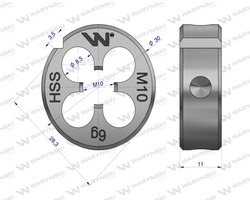 Narzynka przemysłowa M10 ze stali HSS DIN22568 Warynski
