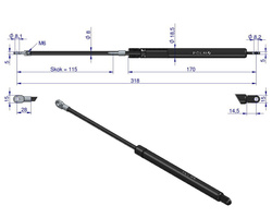 Siłownik amortyzator gazowy 3535290M91 skok 115, POLMO